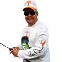 tiny-bill bill dance holding a fishing pole